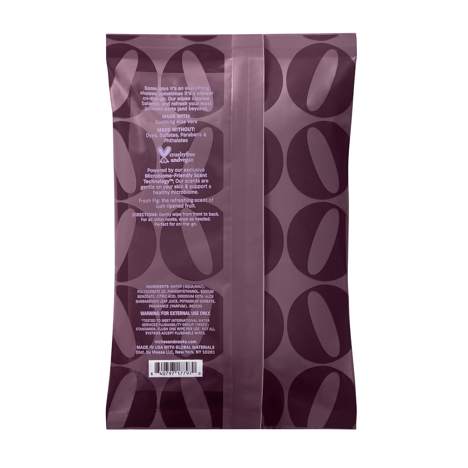 Niches & Nooks pH Balanced Aloe Vera Feminine Flushable Wipes for Women with Sensitive Skin – Fresh Fig – Odor Neutralizing – Daily Intimate Flushable Feminine Hygiene Wipes – Clean + Vegan – 45 Ct.
