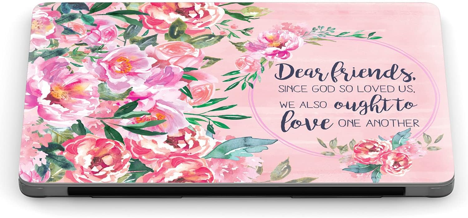 Mertak Hard Case Compatible with MacBook Pro 16 14 Air 15 13 inch M3 M2 M1 Mac 2024 2023 2022 2018 John 4:11 Touch Bar Christian Bible Verse Protective Clear Laptop Floral Peonies Scripture
