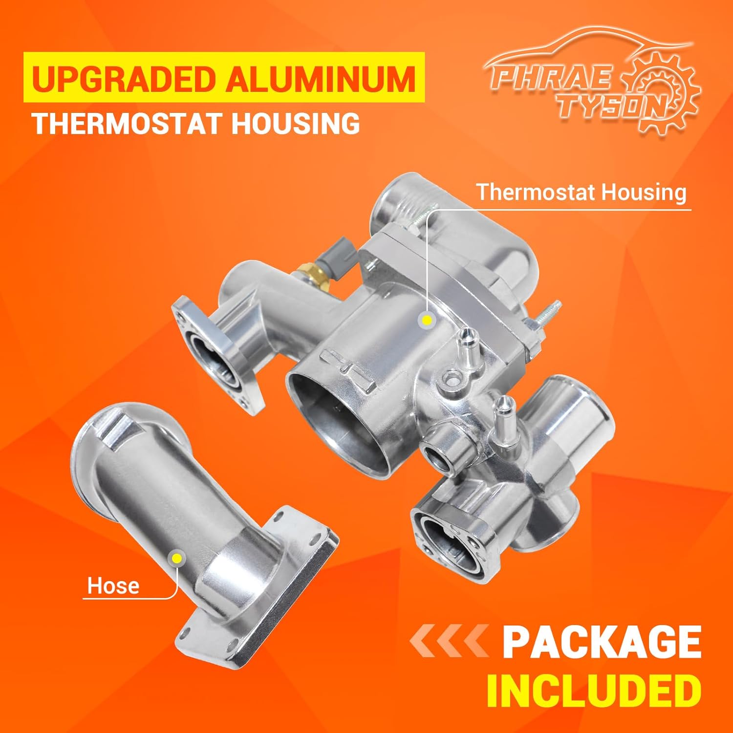 Upgraded Aluminum Engine Coolant Thermostat Housing Compatible with 2004-2005 Jaguar XJ8 XJR Vanden Plas 2003-2005 Jaguar S-Type 4.2L V8 Naturally Aspirated Replaces # AJ89485