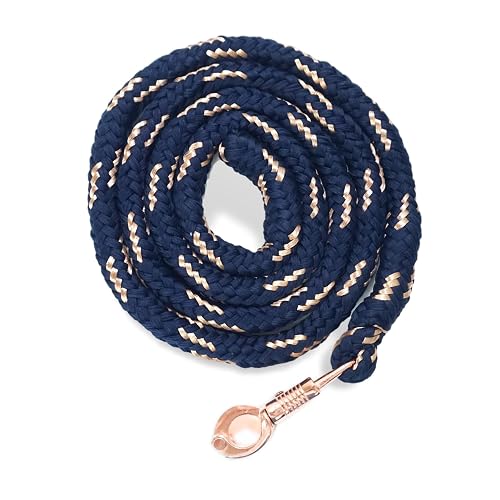 Caballo con gancho de pánico, color oro rosa, 2 m, muchos colores con purpurina (azul oscuro-oro)