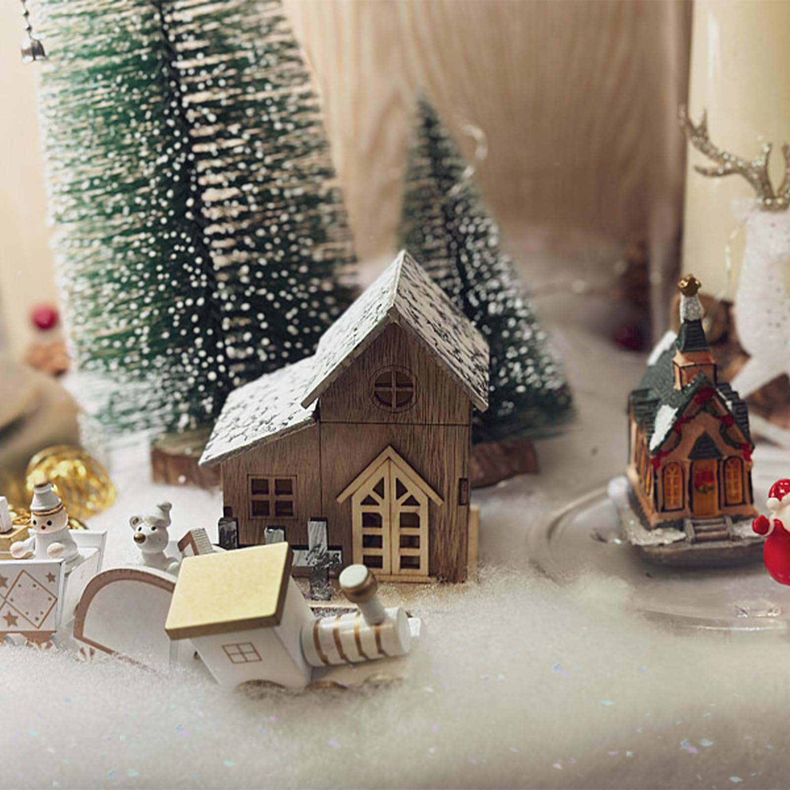 CIYIN Weihnachtsschneedecke 80x240cm - Flauschige Kunstschnee-Deko Für Winterdekoration