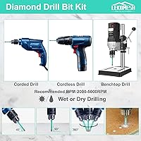 Vista 4 de Juego de 4 brocas con núcleo de diamante, kit de sierra para azulejos de porcelana, cerámica, mármol, ladrillo, hormigón con vástago rápido