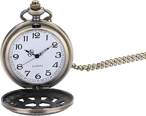 Miniatura 2 de I-MART Reloj de bolsillo retro de bronce antiguo con cadena de collar con cierre de langosta de 31 pulgadas Bronce 18 Inch