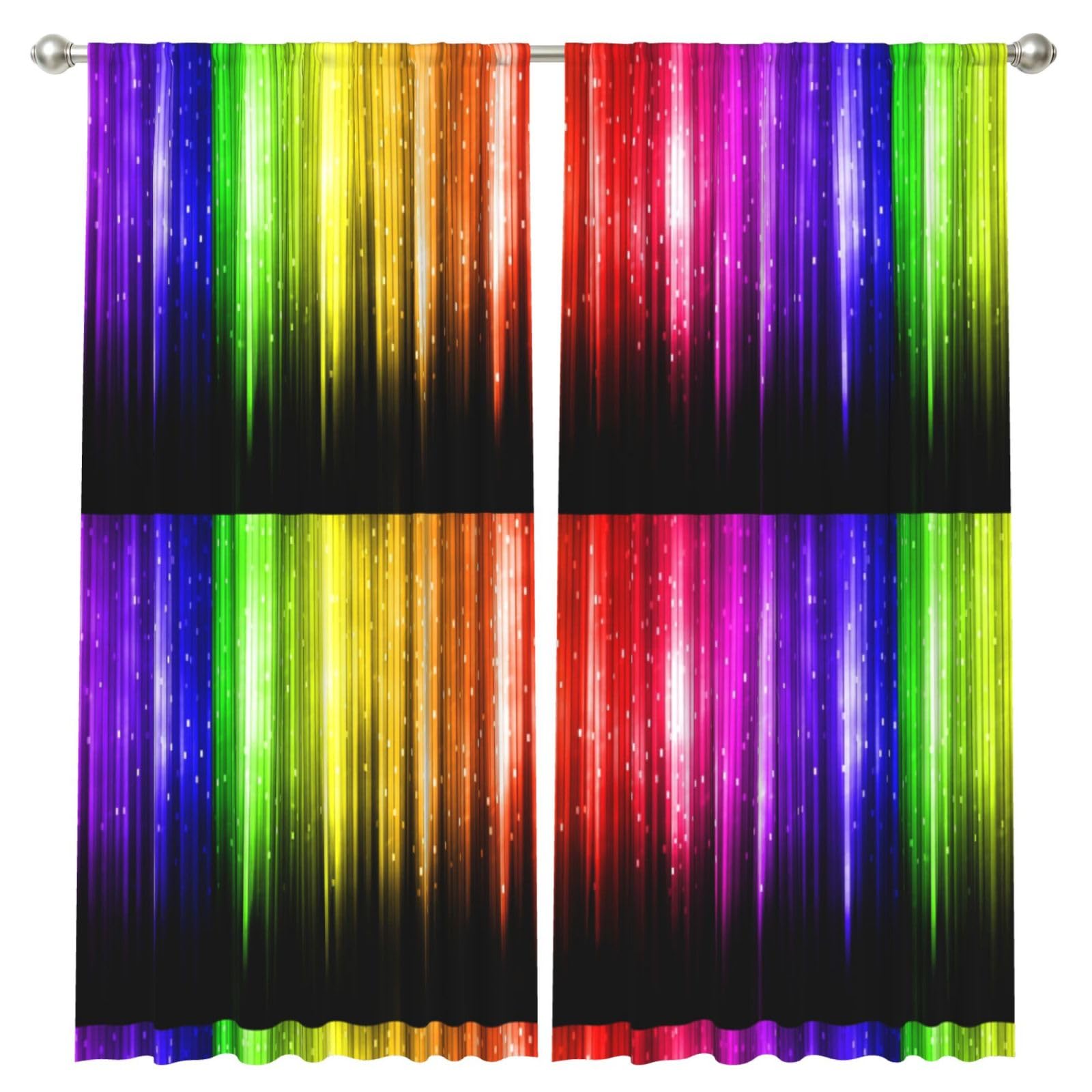 InOmak Rainbow Glitter, 2 Panels Window Curtains 52 x 84 Inch Blackout Curtains for Living Room Bedroom