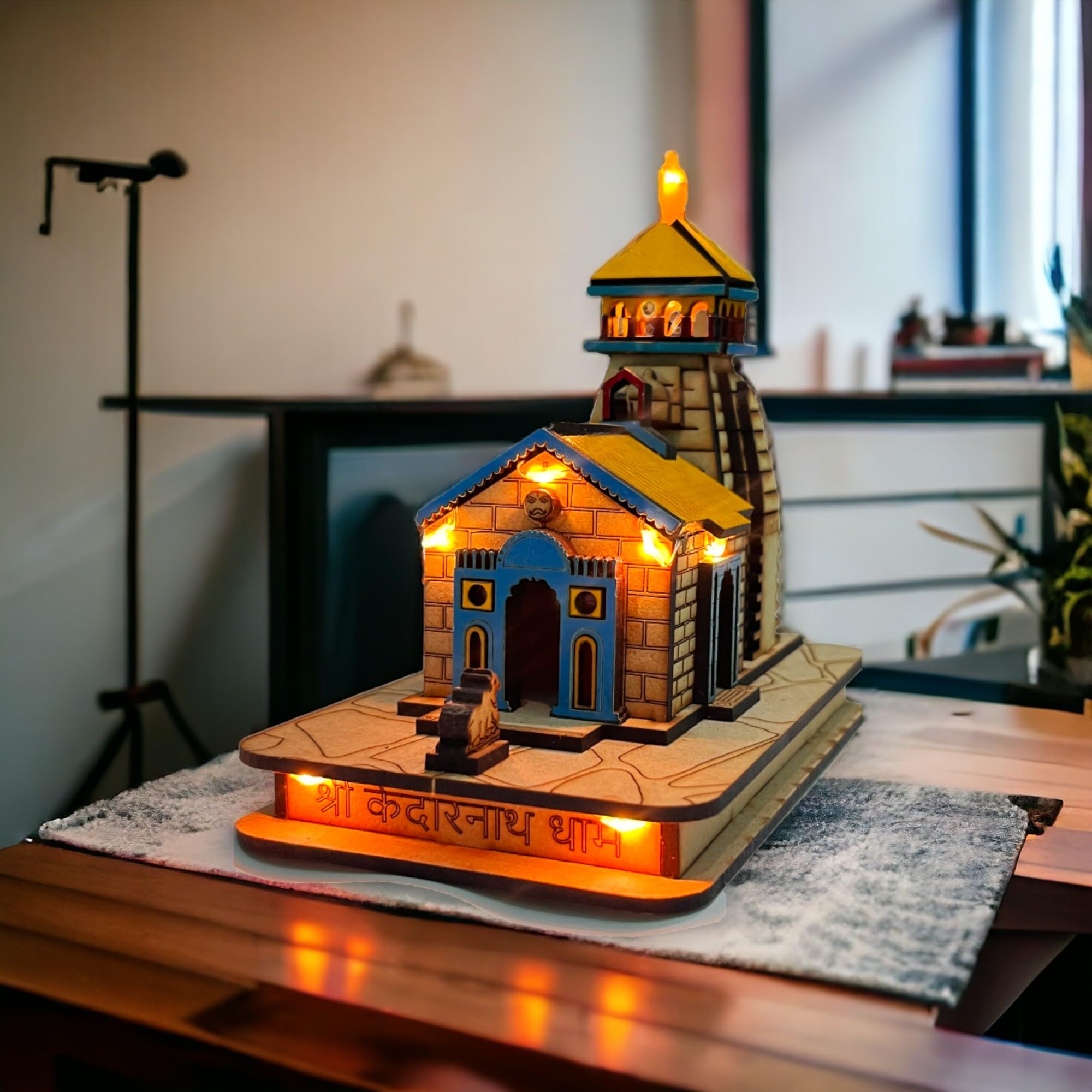 kedarnath Temple in Wood 3D Colour with Full Led Lights Setup - (14x13x8) CM - Maclarg India-image-28