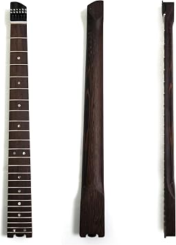 Headless Guitar Neck Wenge Wood 24 Frets with Wenge Fingerboard, Black Locking Nut, 56mm Heel, 42mm String Width Compatible with Ibanez, Strandberg, Kiesel, Steinberger