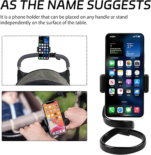 Miniatura 4 de Soporte de teléfono para cochecito portátil, flexible, soporte para teléfono celular, soporte ajustable de cuello de cisne para teléfono, soporte de