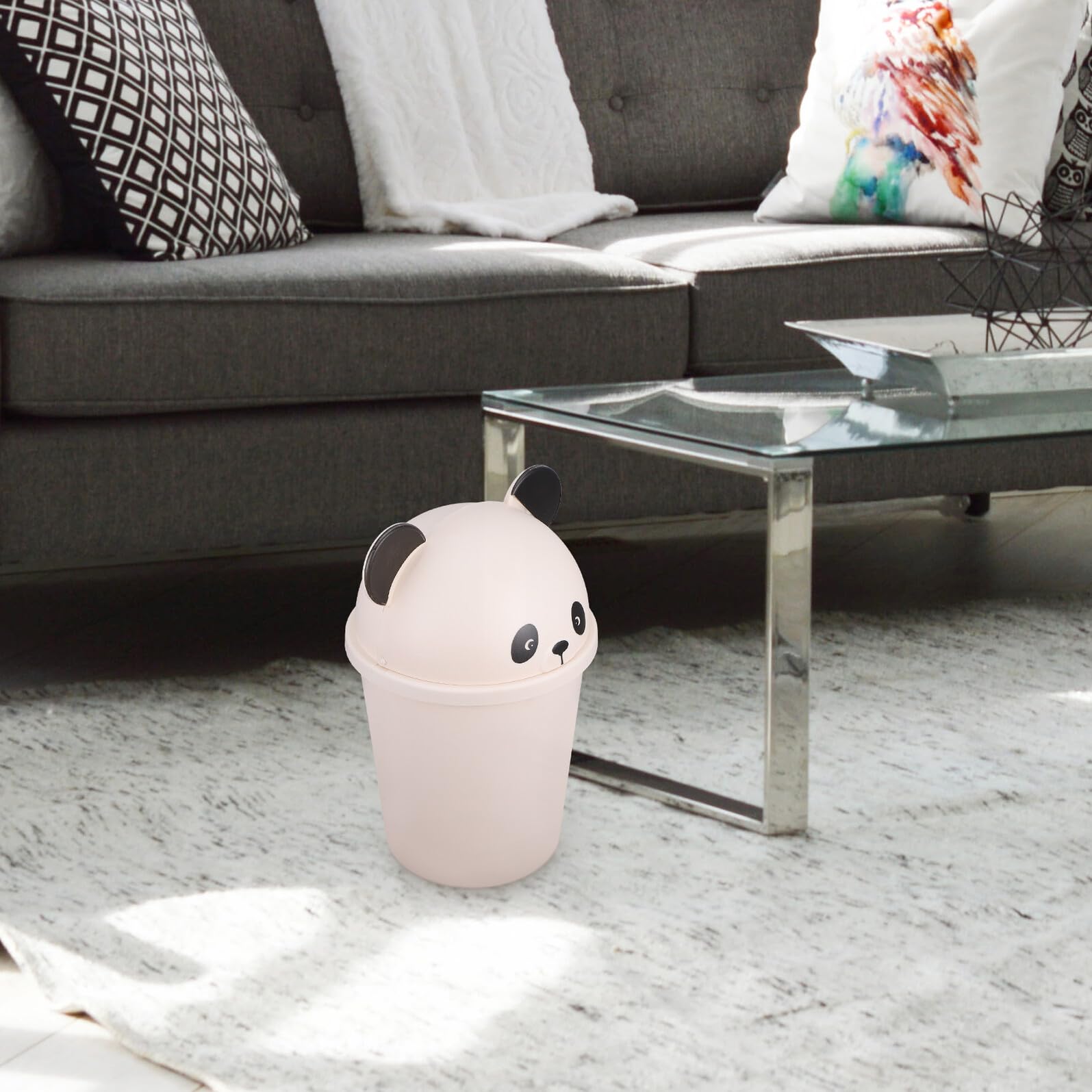 BESPORTBLE Mülleimer mit Deckel Panda 10l aus Kunststoff für Zuhause