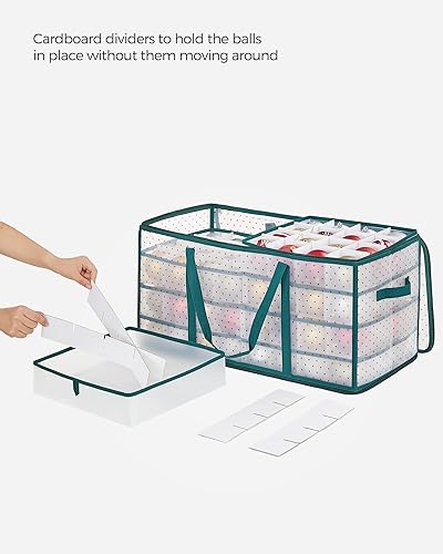 Miniatura 7 de SONGMICS URFB029T01 - Caja de almacenamiento de adornos navideños, contiene 128 adornos navideños, contenedor de almacenamiento para decoraciones