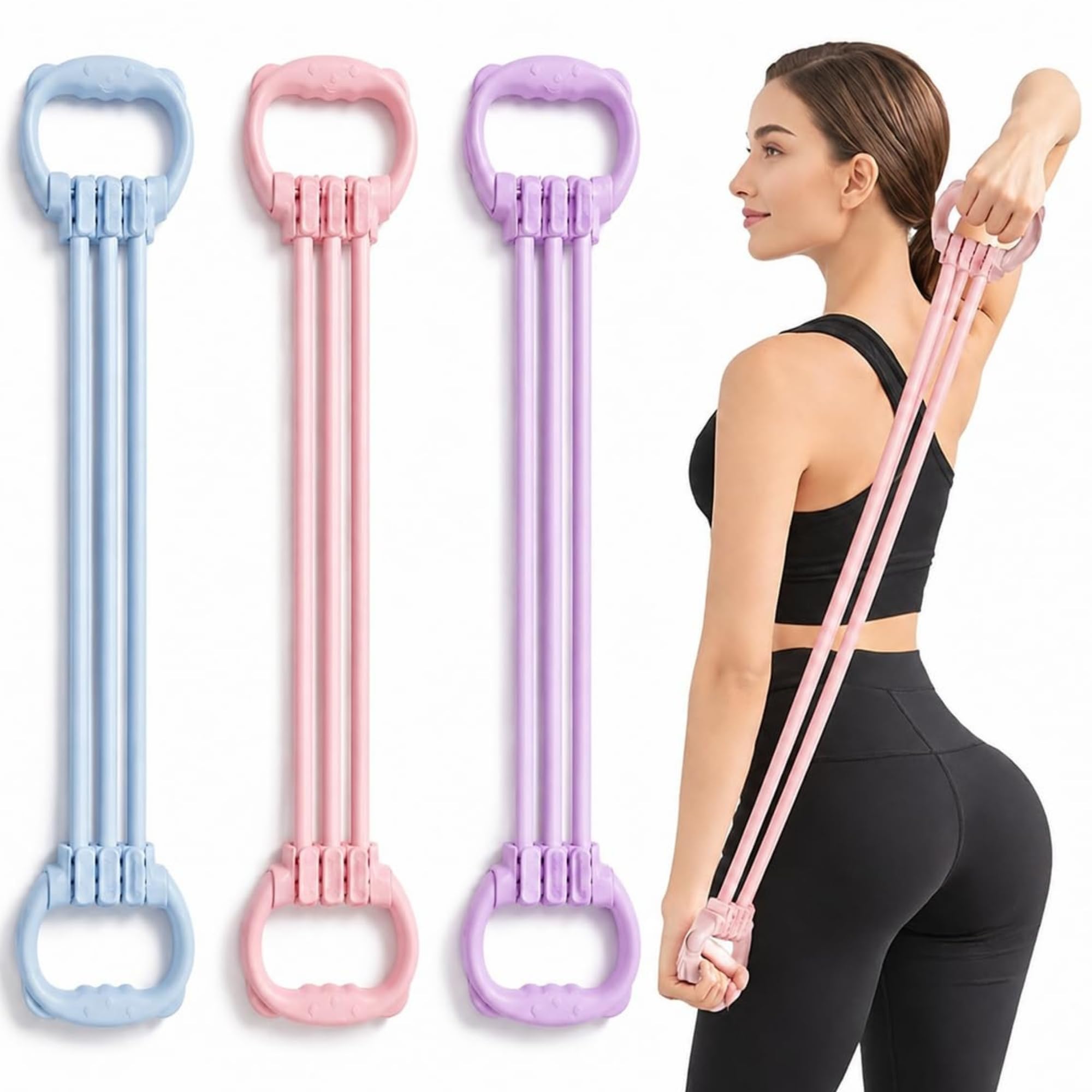 Multi-Tube Chest Expander Resistance Bands for Women - Portable Home Gym Fitness Equipment for Arm Slimming, Back Strengthening & Shoulder Stretching - Yoga & Pilates Posture Corrector-image-41