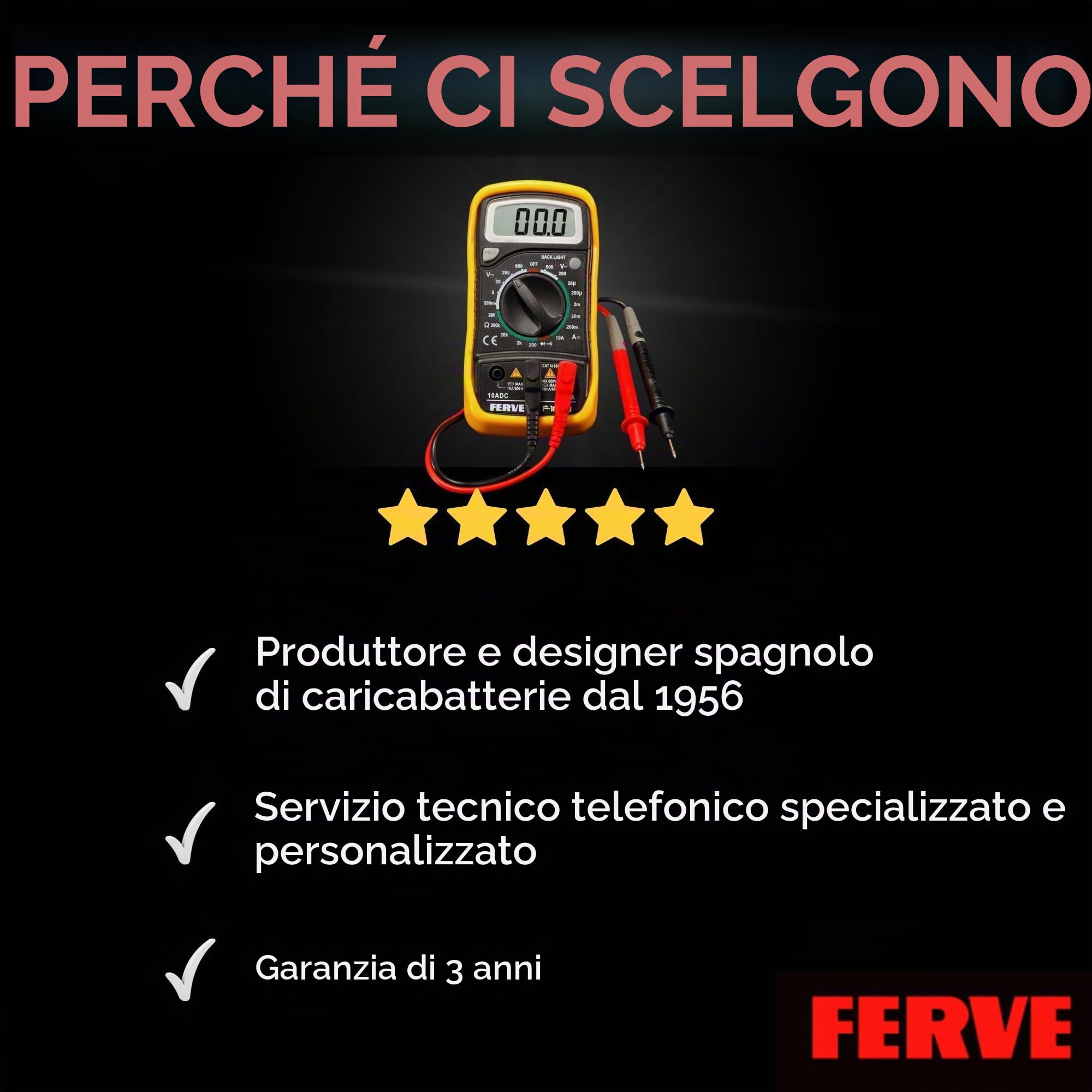 FERVE F-1830 - Multimetro Digitale a 3,5 cifre