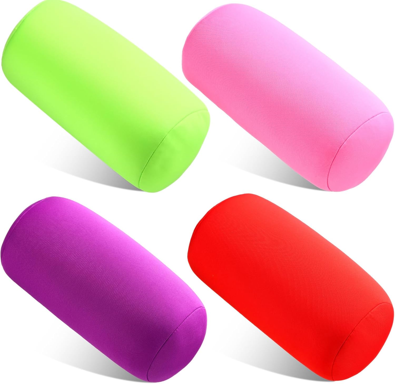 Soaoo 4 Pcs Microbead Neck Roll Pillow, Soft Tube Bean Pillow Bolster Foam Particles