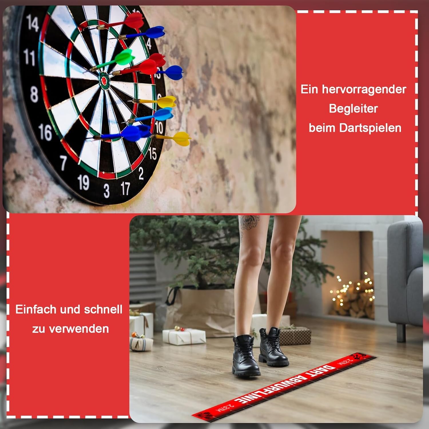 BEIMEIII Linia rzutu 56 x 5 cm naklejka Dart Dart obramowanie darta, matowa podłoga