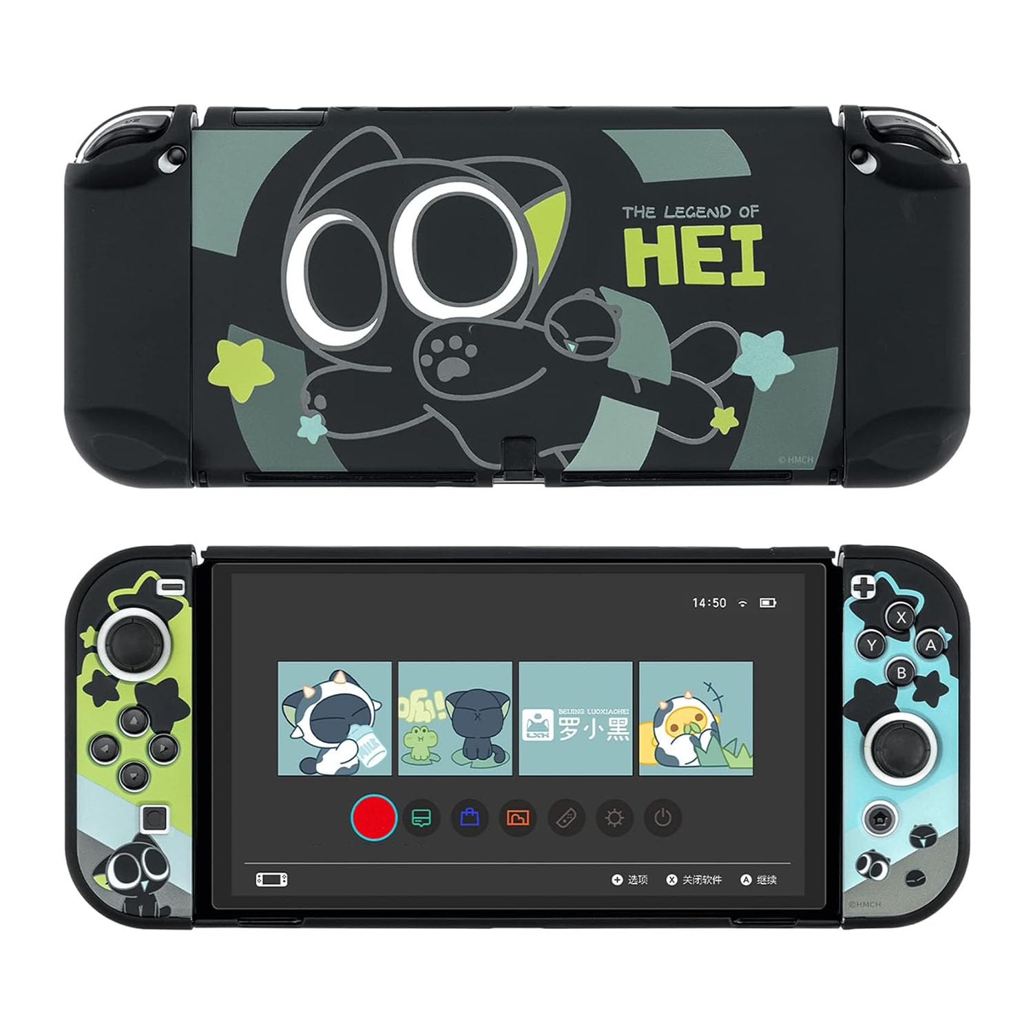 Geekshare Protective Case Slim Cover Case Compatible with Switch OLED and Game Console - Shock-Absorption & Anti-Scratch - The HEI Series (for Switch OLED Model) - Black