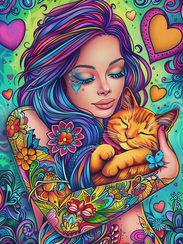 Completo 5D pittura diamante fai da te cartone animato gatto e tigre