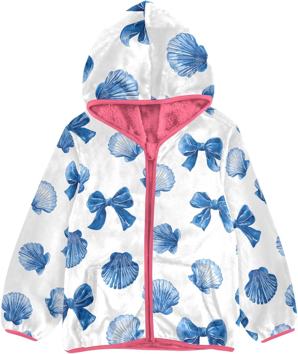 Girls Hoodie Outfit Shell Bowknot Pattern Zipper Sweatshirt Coat Fleece Jacket for Kids 3-10T