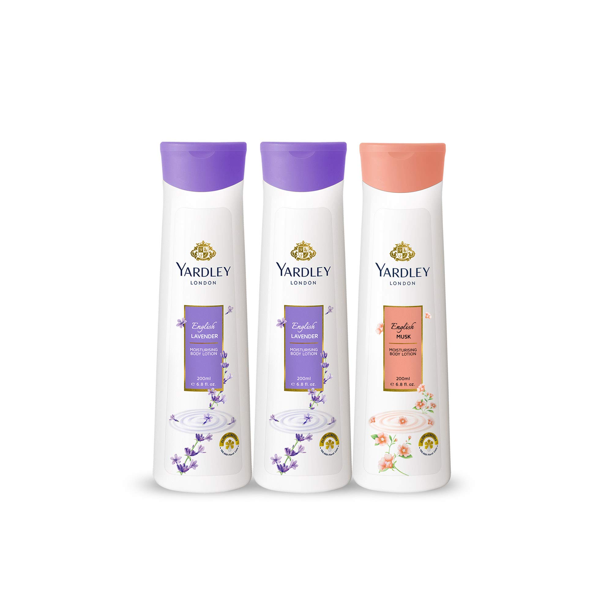 Yardley Body Lotion, English Lavender, 2 X 200 Ml + English Musk, 200 Ml, Pack Of 3 - Luxurious Hydration with Classic ScentsYardley Body Lotion, English Lavender, 2 X 200 Ml + En…