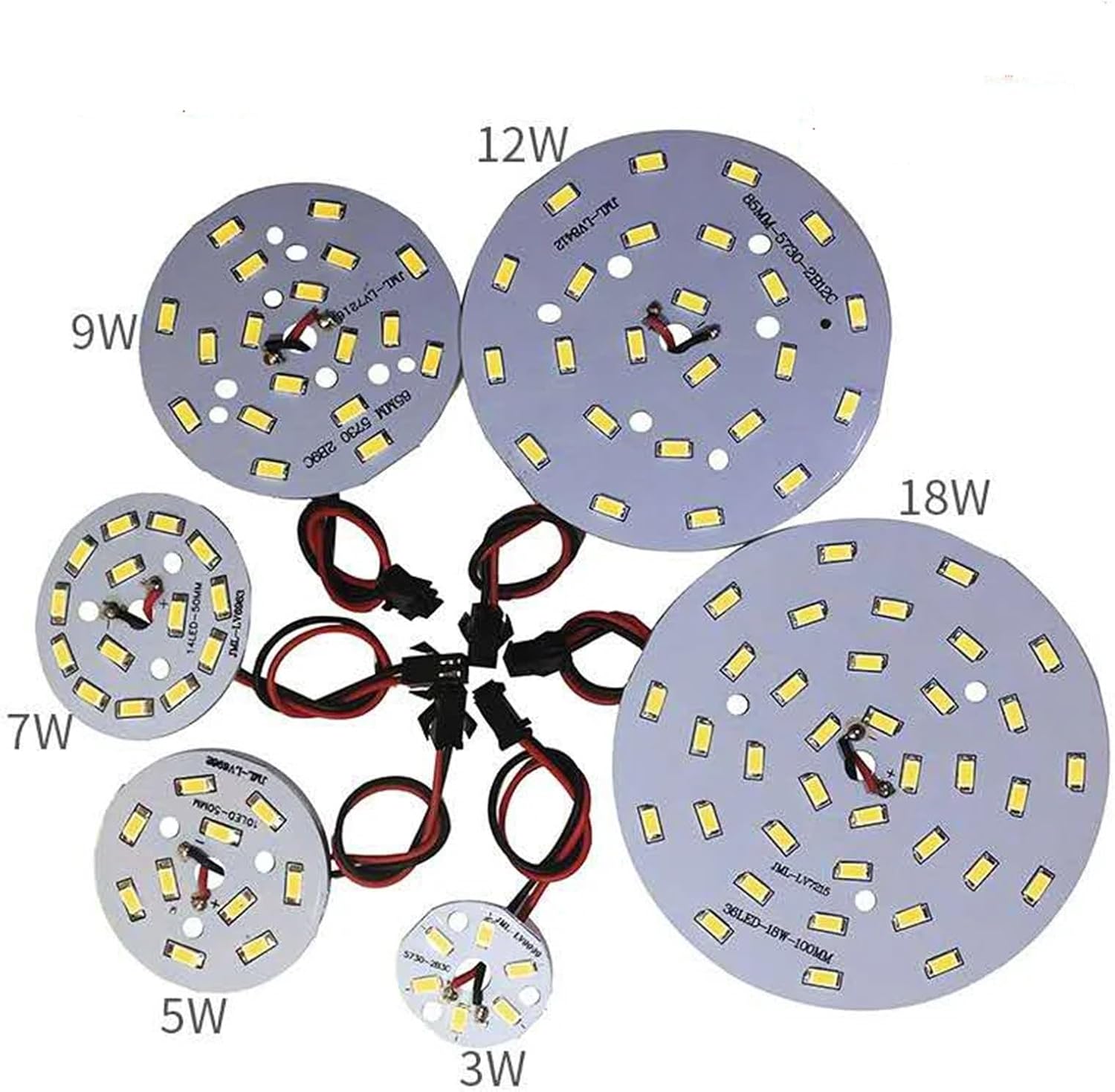 High Brightness LED 5730SMD Lamp Bead Light Board Bulb Round Transformation Light 3-18W 32-100MM And LED Driver.(Lamp(5W)-White)