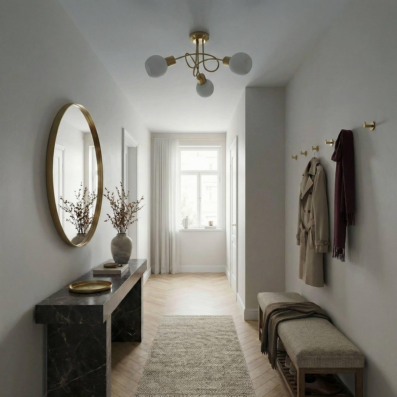 Lindby lámpara de techo en latón, plafón | lámpara de salón, e14, 3 bombillas, moderno, vidrio para sala de estar, salón, pasillo, dormitorio, comedor