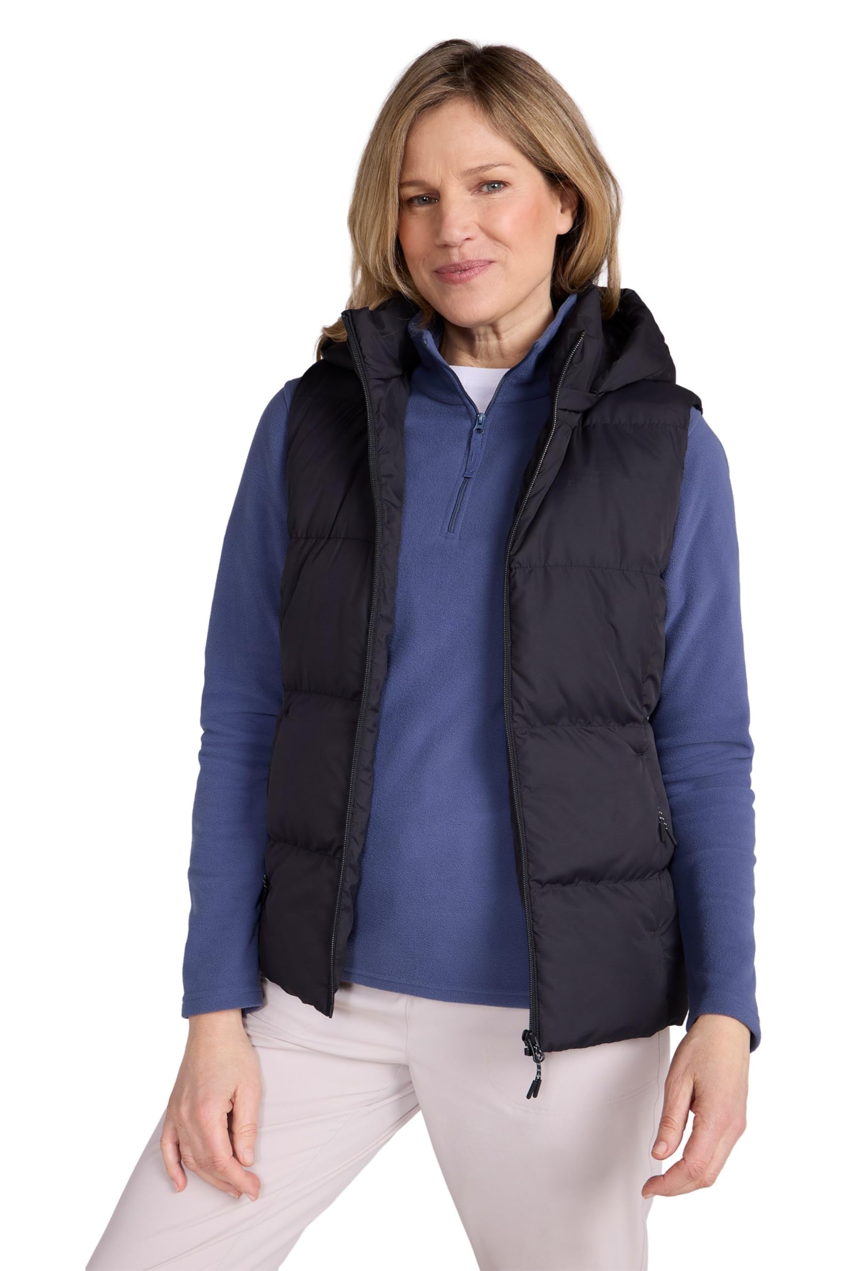 Mountain Warehouse Women's Black Astral Padded Gilet - Water Resistant Bodywarmer, Detachable Hood Vest, Microfibre Insulation - Best For Outdoors, Sports, Gym, Spring Summer Size 14