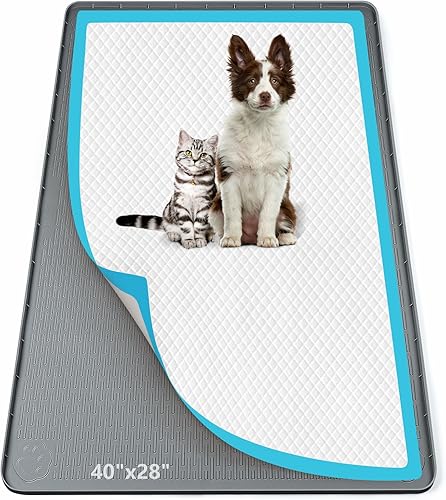 Miniatura 16 de Soporte para orina para perros, tapete de silicona para orina de 40 x 28 pulgadas, a prueba de fugas, borde alto, sin derrames, soporte para