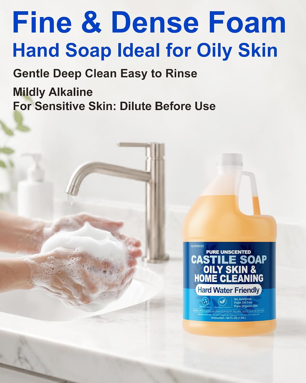 Pure Castile Soap Liquid Unscented,EWG Verified,No Fragrance 64 FlOz Refill image 2