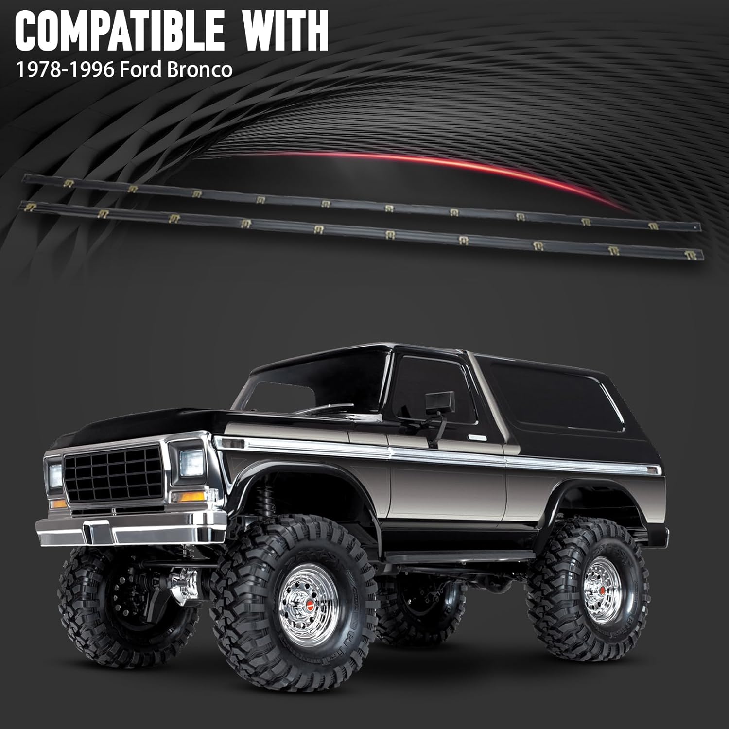 WEILEITE Rear Tailgate Liftgate Trunk Hatch Inner & Outer Car Window Molding Sweep Felt Trim Seal Weather Stripping Kit Compatible with Ford Bronco 1978-1996 Replace KF2027(2Pcs)