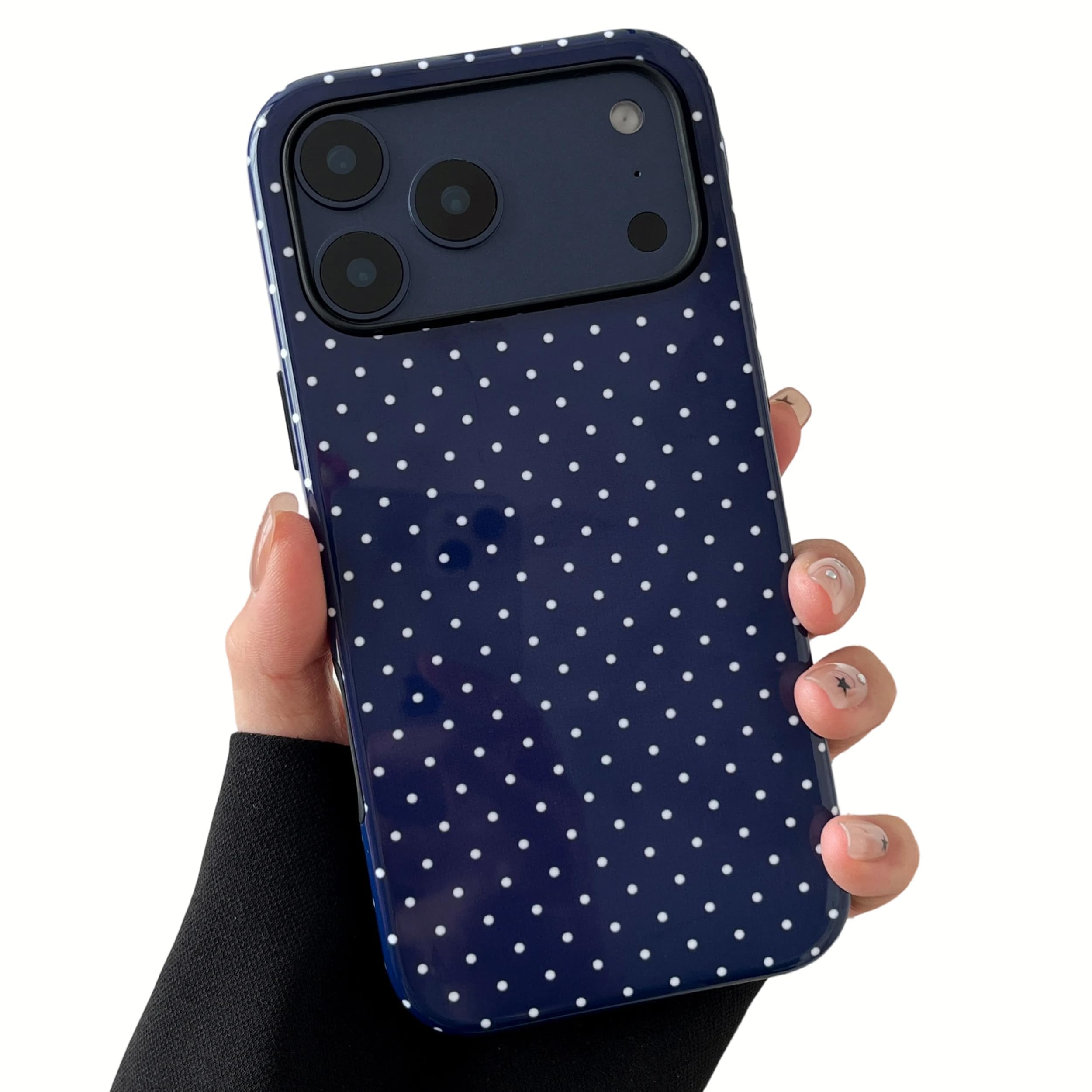 ZTOFERA Magnetic for iPhone 17 Pro Max Case,Cute Polka Dot Design,Navy Blue