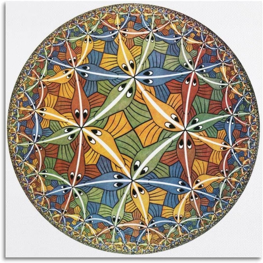 ZZYGGN GMGSW Circle Limit by M. C. ESCHER Canvas Poster Illustrations Wall Art Painting M. C. ESCHER Prints for Bedroom Picture Decor 50x50cmx1 Frameless
