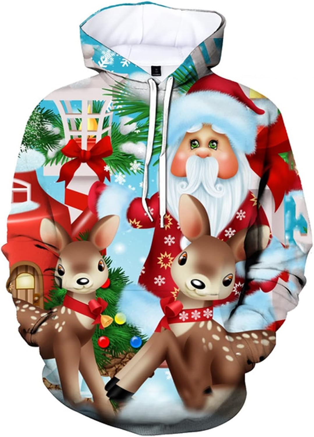 Produktbild von Weihnachtspullover Herren, Hoodie Herren Pullover Lustig 3D Weihnachten Pullover Merry Christmas Weihnachtsmann Langarm Sweatshirt Weihnachtspulli Für Jungen Hoodie Männer Oversize Sweatshirt