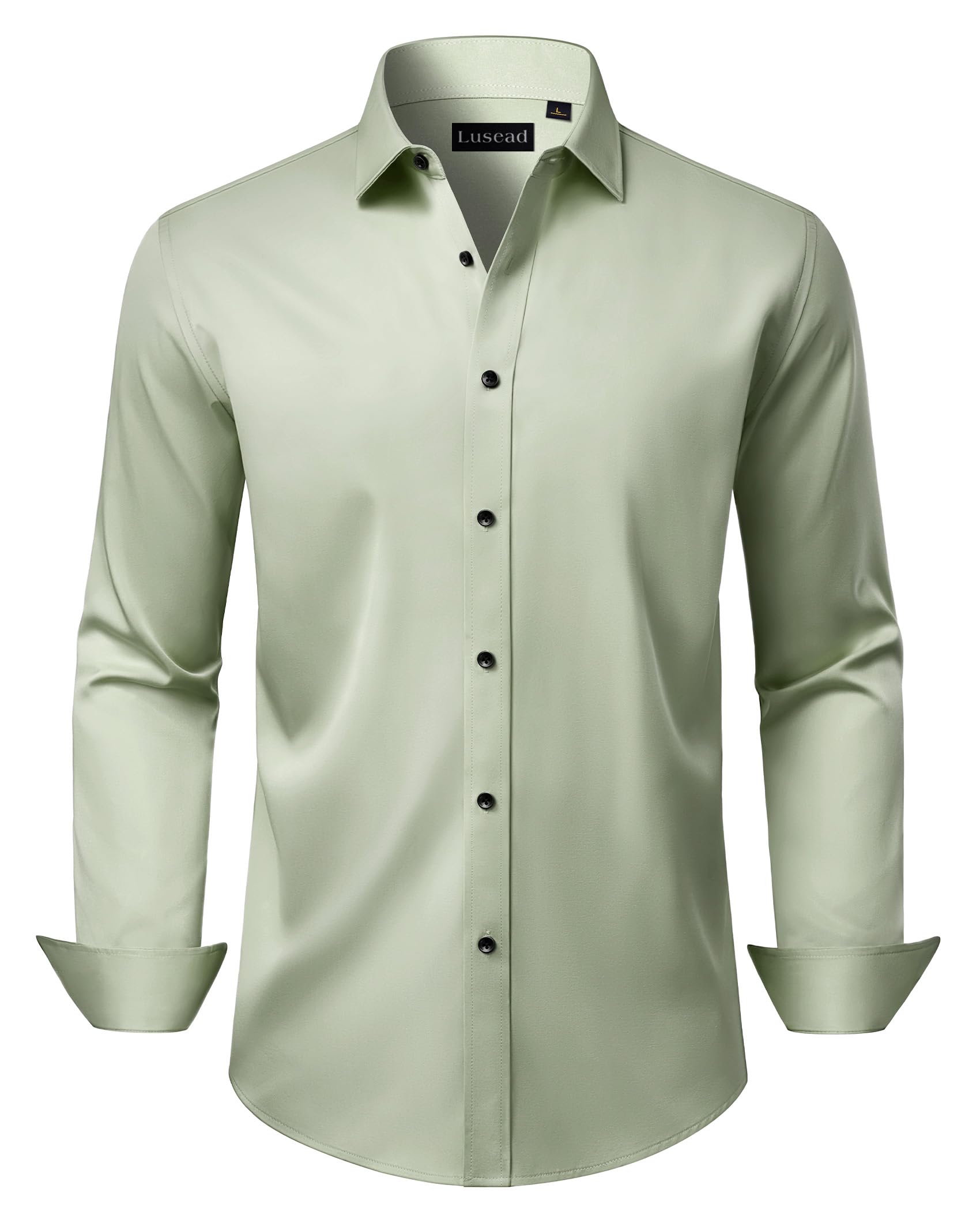 Lusead Men's Dress Shirts Long Sleeve Stretch Wrinkle Free Wedding Formal Business Button Down Shirt