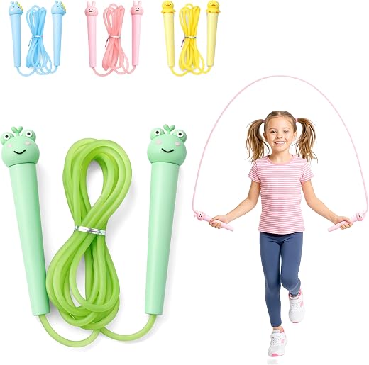 ARLUV 6.5 ft Animal Design Skipping Rope Toy for Kids with Soft Grip Handles - Indoor and Outdoor Adjustable PVC Jump Rope...