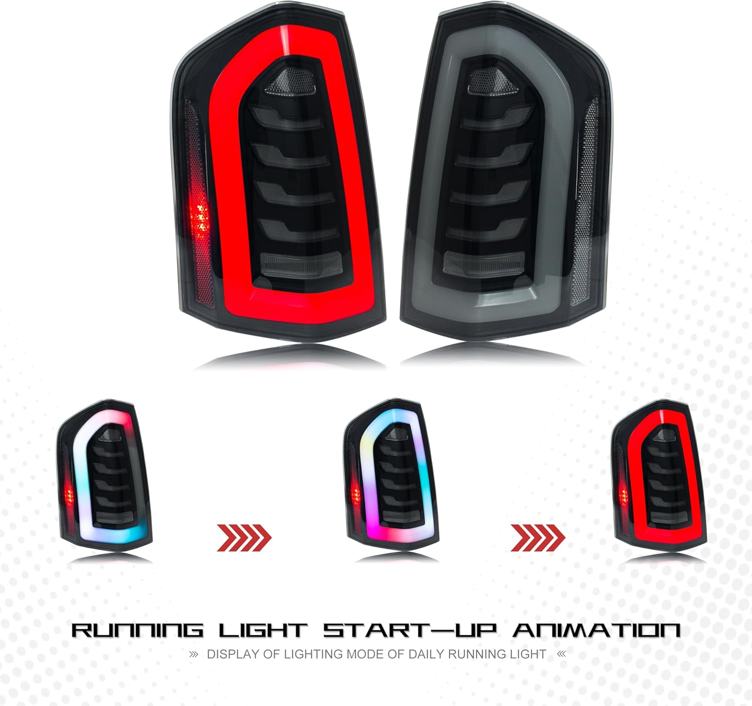inginuity time LED Tail Lights for Chrysler 300 300S 300C 2011-2014 Start-up Animation Sequential Turn Signal Rear Lamps Accessory Assembly（Not Fit 2015-2020）