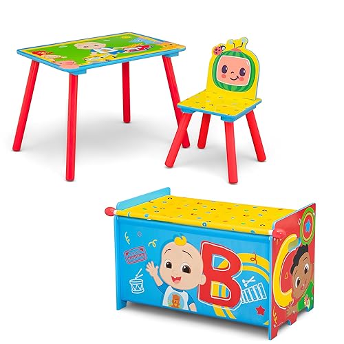 Miniatura 1 de Juego de sala de juegos CoComelon de 3 piezas para niños pequeños, incluye mesa, silla y caja de juguetes, color verde