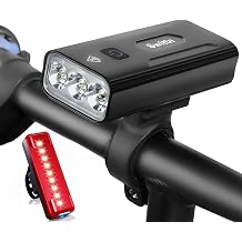 3000 Lumen Super Bright Bike Lights,5200mAh Runtime 10+ Hours,Rechargeable Bicycle Lights Front and Back for Night Riding,5 Light Modes,Easy to Install for Men Women Kids Road Mountain Cycling