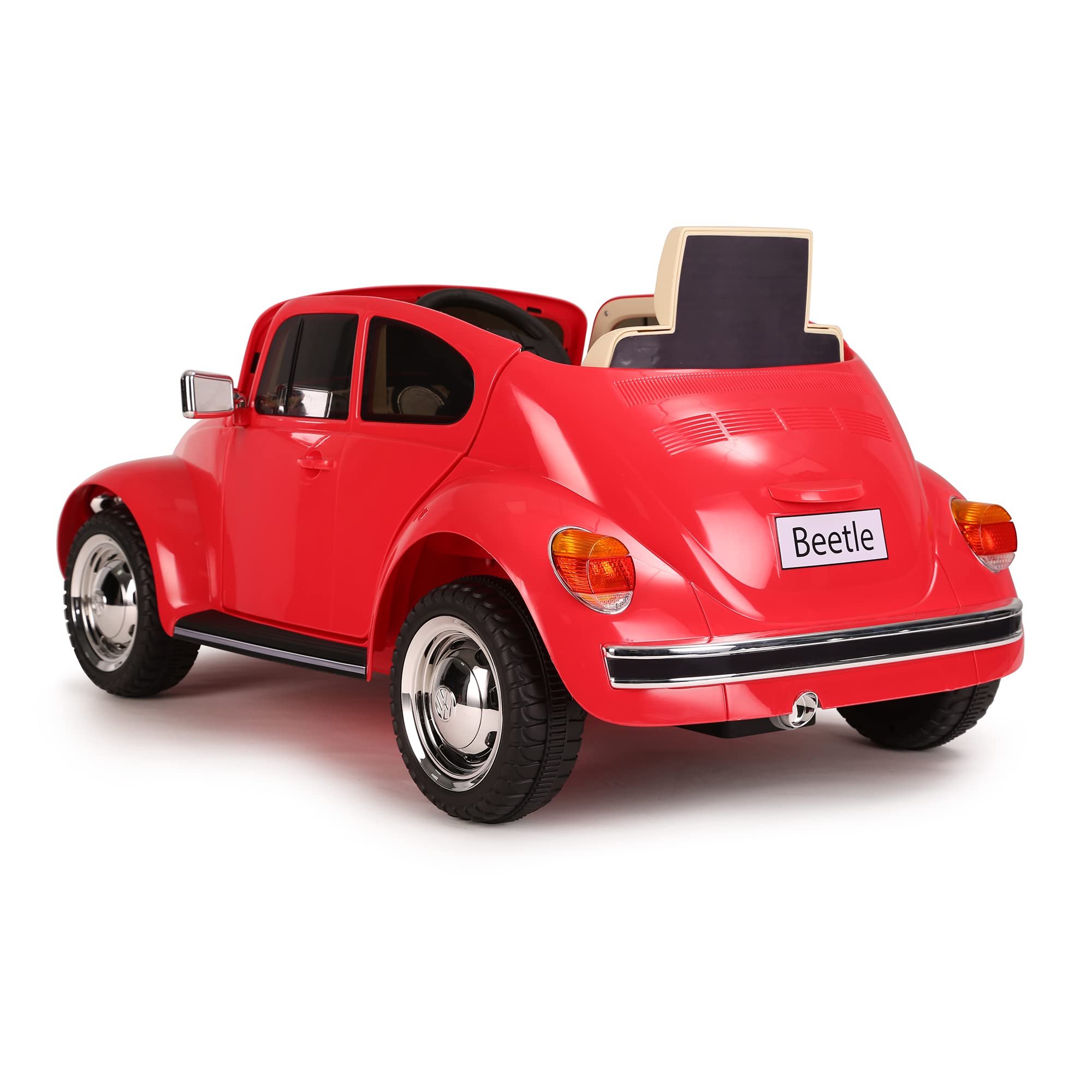 FEBER Maggiolino rosso 12V, auto elettrica, radiocomando fari con luce, 2 marce, acceleratore e freno elettrici, da 3 anni, FAMOSA (800013448)