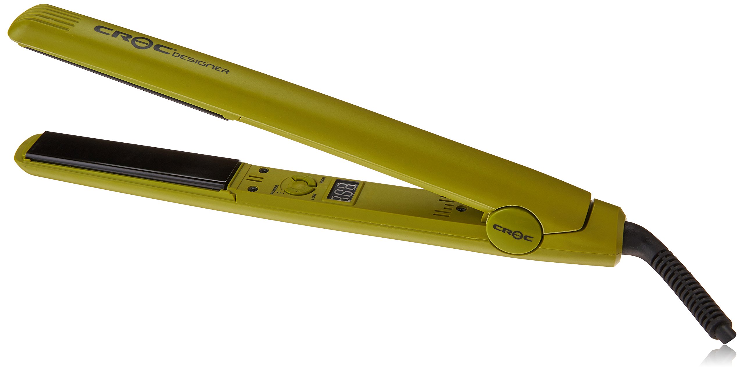 Croc Designer Titanium Flat Iron, Auto Shutoff, Green, 1"