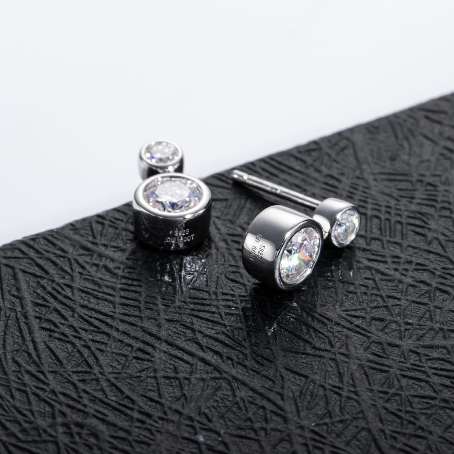 Moissanite Dangle Earrings, Bezel Setting 18K White Gold Plated 925 Sterling Silver 1.2 CTTW Round Cut D Color VVS1 Lab Created Daimond Drop Earrings for Women Men