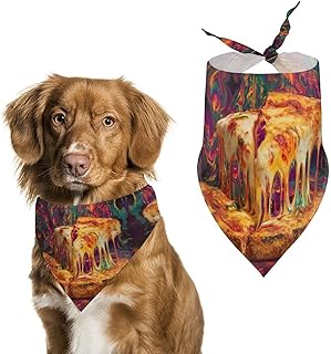 Psychedelic Pizza Trippy Cheese Dog Bandanas Pet Scarf Bibs Triangle for Large Medium Small Dogs Cats