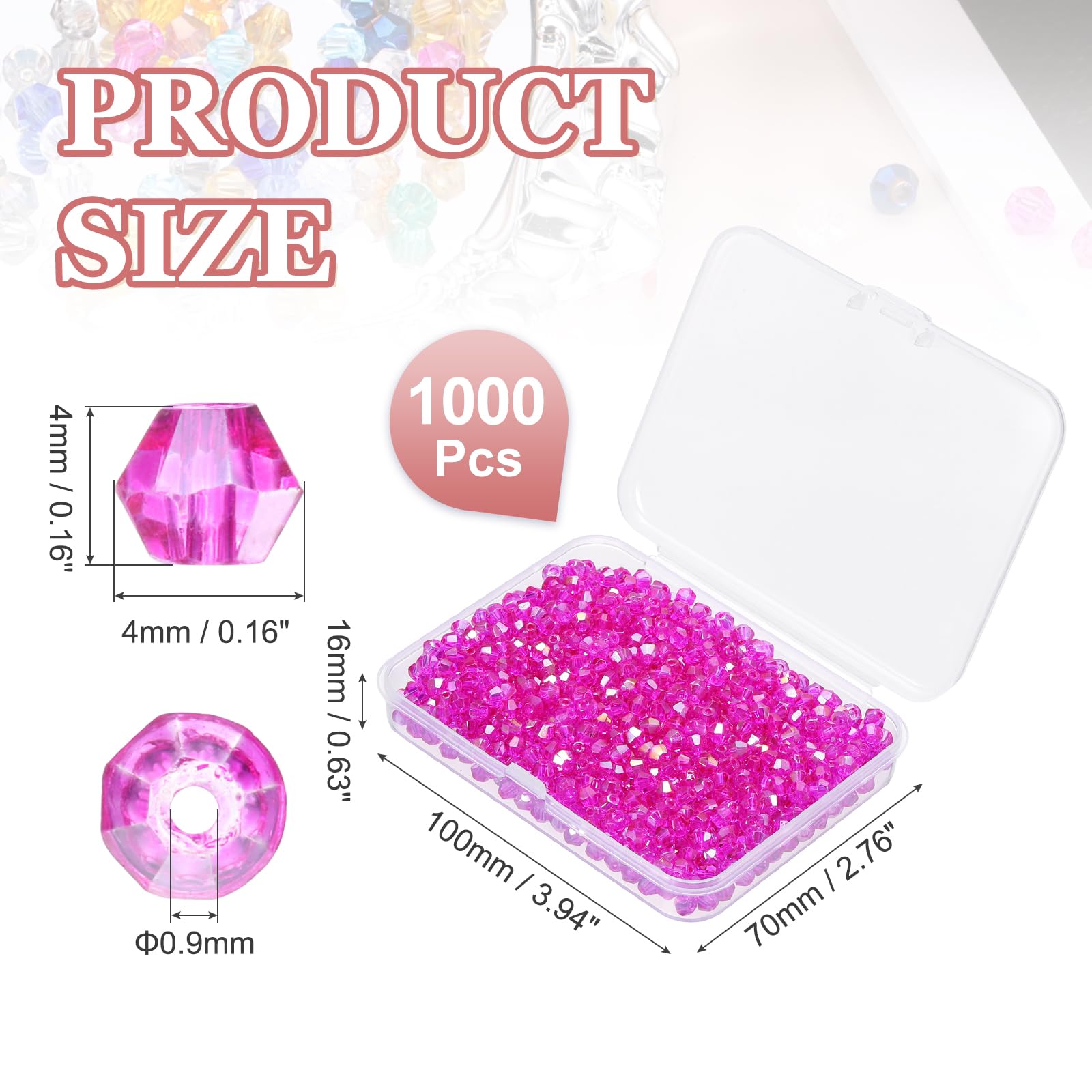 PATIKIL 1000pcs 4mm Bicone Glass Crystal Beads - Image 2