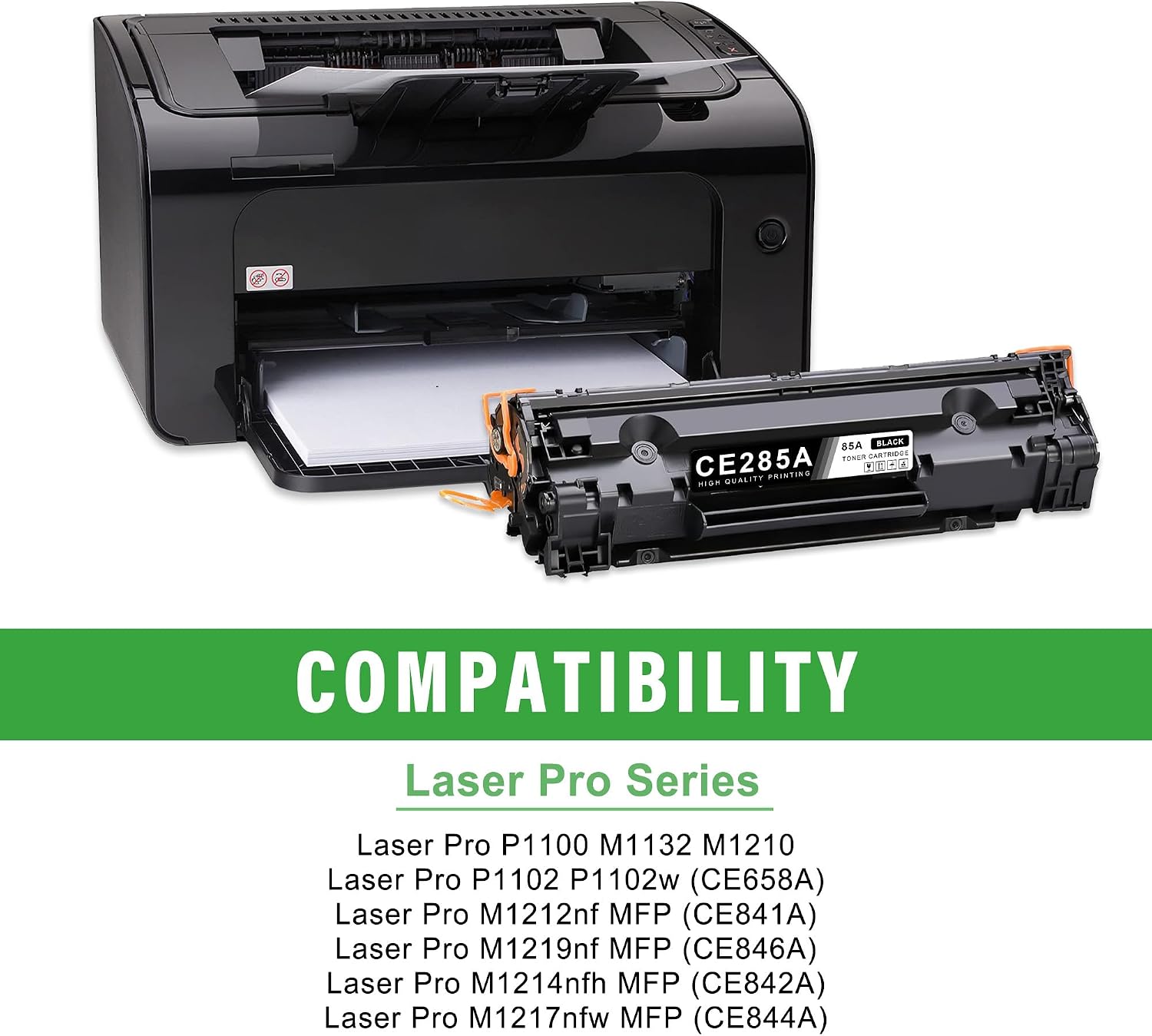 85A CE285A Compatible Toner Cartridge Replacement for HP 85A Toner Cartridges for Laser P1102w P1102 M1217nfw M1212 M1212nf M1217 Printer (Black, 6-Pack)