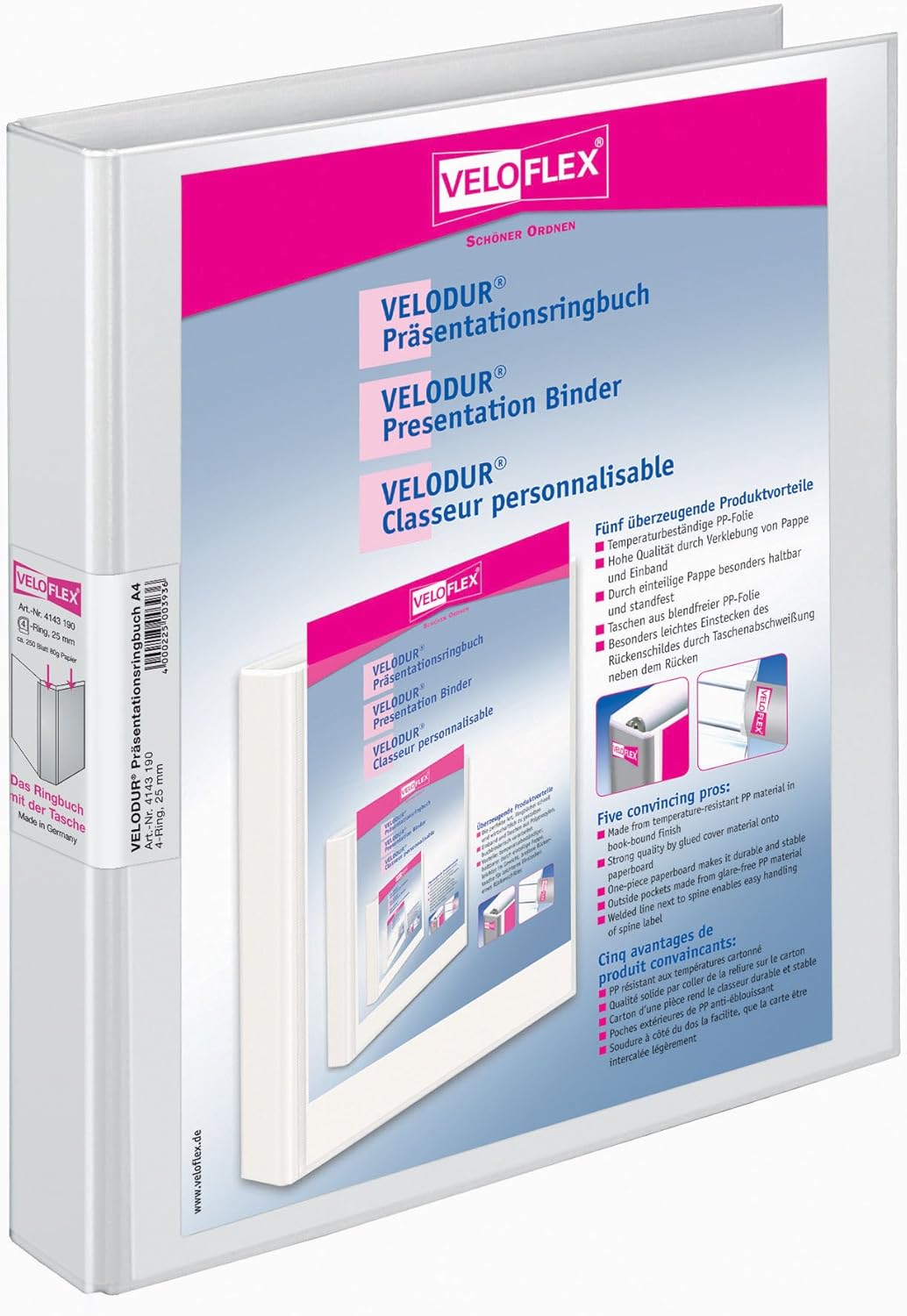 Veloflex VELODUR White Ring Binder A4 Polypropylene (PP))