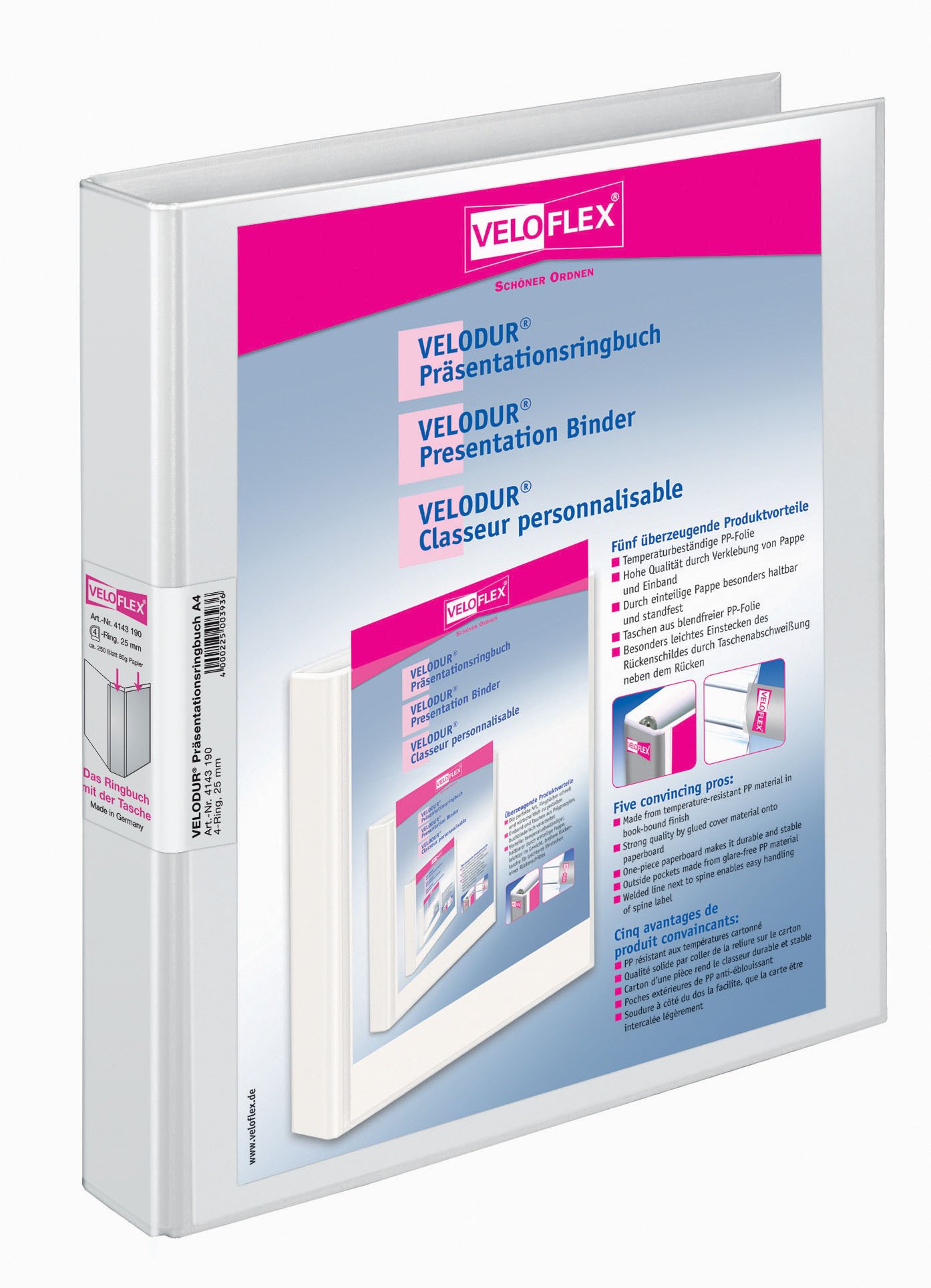 Veloflex VELODUR White Ring Binder A4 Polypropylene (PP))