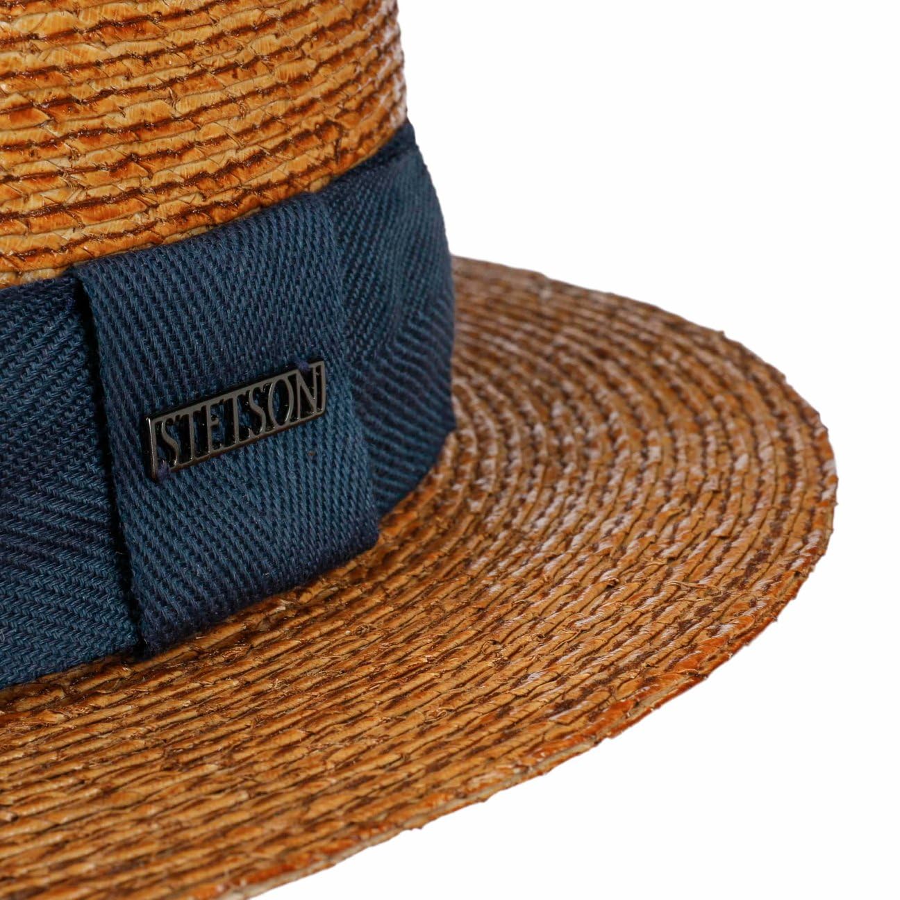 Stetson Revenco Boater Sombrero canotier Paja Banda de Tela Unisex Primavera Verano