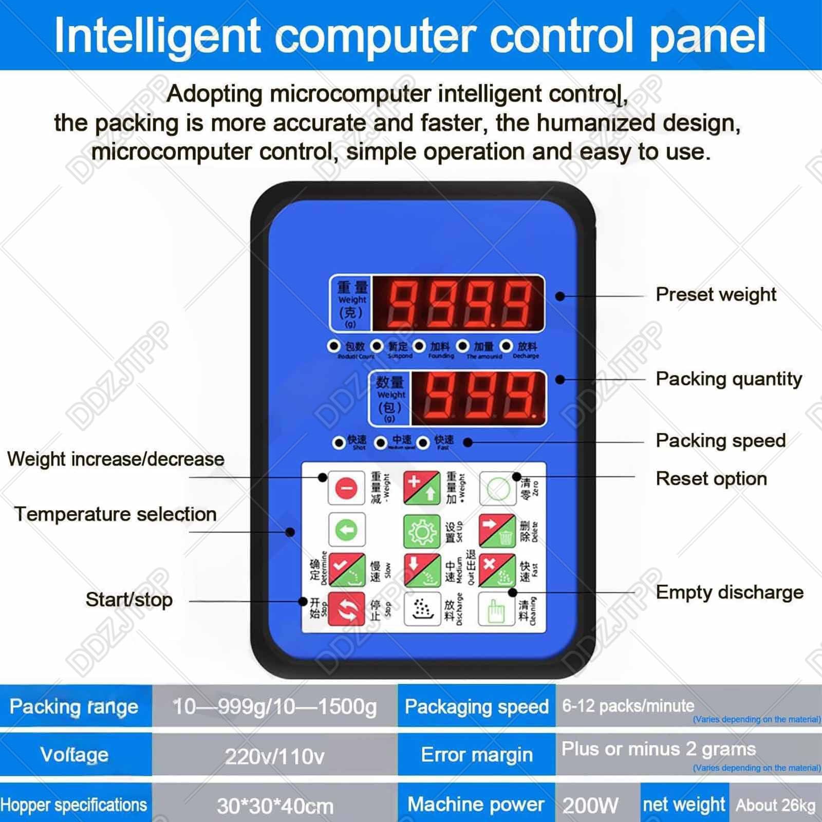 Automatische Pulver Abfüllmaschine 200W 10-3000g Mikrocomputergesteuerte Verpackungsmaschine