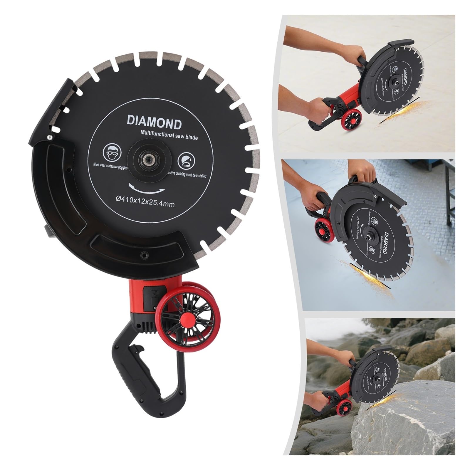 Sierra Eléctrica Circular For Hormigón De 16 Pulgadas Y 4000 W, For Cortar Ladrillos, Ranurar Acanalar Paredes. Incluye Hoja Polea Giratoria. 3000 RPM Corte Sin Esfuerzo Para Diversos Materi