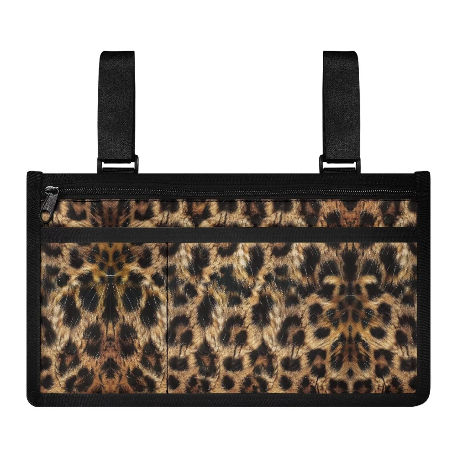 ZOUTAIRONG Leopard Print Wheelchair Side Bag for The Armrest Walker Bag for Rolling Walker Wheelchair Bags to Hang on Side Wheelchair Accessories Cup Holders Carry Storage for Walker and Scooter