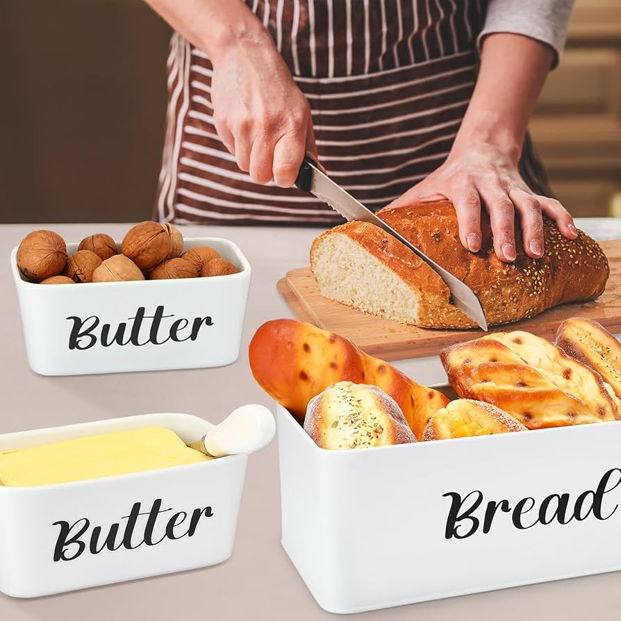 Amazon.com: Hushee Metal Bread Box and Butter Dish with