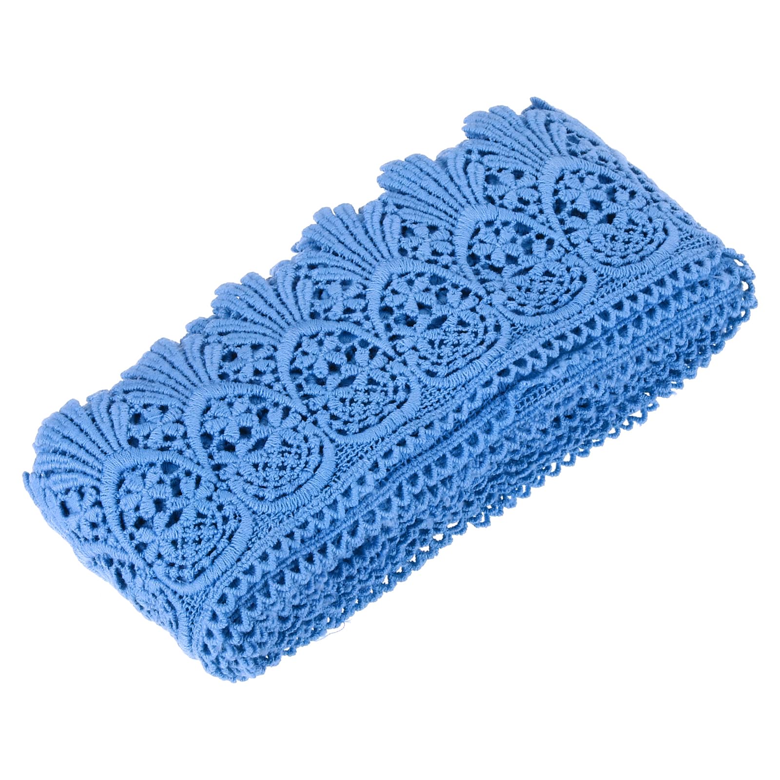 sourcing map Cotton Lace Trim Vintage Crochet 3inch x 3yard Dark Blue Stretch Lace Edge Ribbon for DIY Scrapbooking Clothes Curtain Slipcover Fabric — image 1