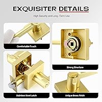 Vista 4 de Paquete de 5 pomos dorados resistentes para puerta de entrada exterior, apertura izquierda o derecha, llaves iguales o combinadas, manijas